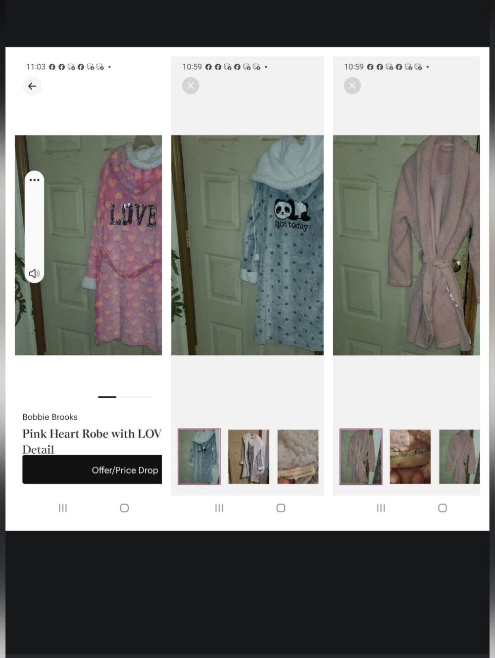 3 Bobbie Brooks  Hooded Plush Robes
